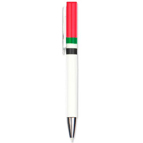 White - Red UAE Colors Plastic Pen