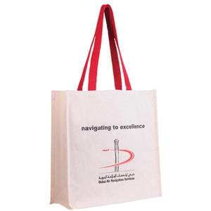 Natural Color Juco Bag with Red Handle