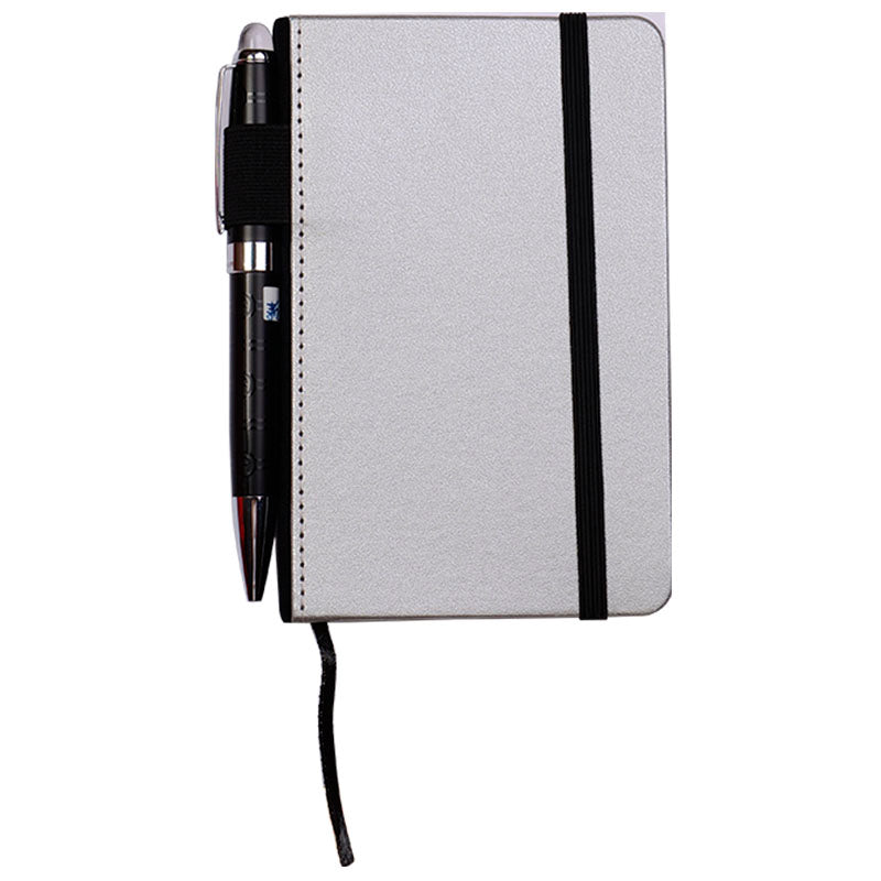 Silver A6 Notebook with Pens holder