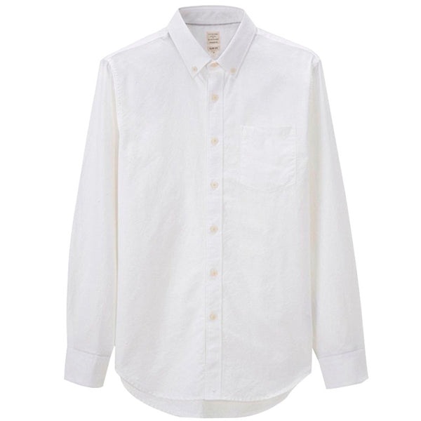 White Giordano Wrinkle Free Oxford Cotton Long Sleeves Office Shirt