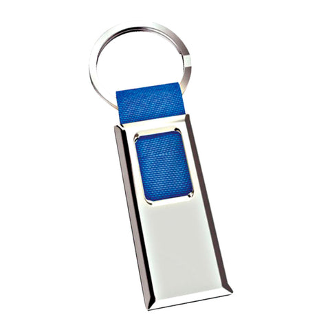 Silver Blue Metal Keyring