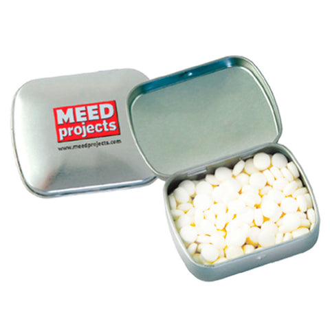 Promotional Mint tin with flat hinged lid from Fluid Branding