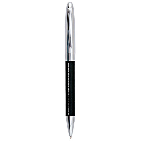 Black Slim Leather Metal Pen