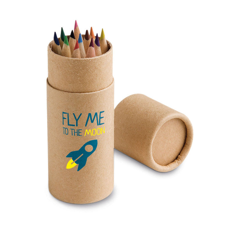 CYLINDER. Pencil box with 12 coloured pencils