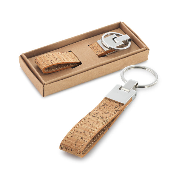 Cork Metal Keyring