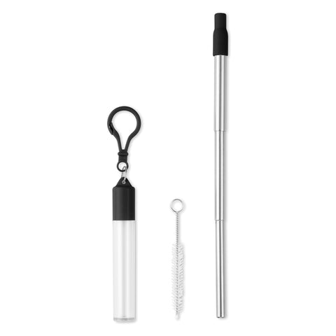 Telescopic straw with brush