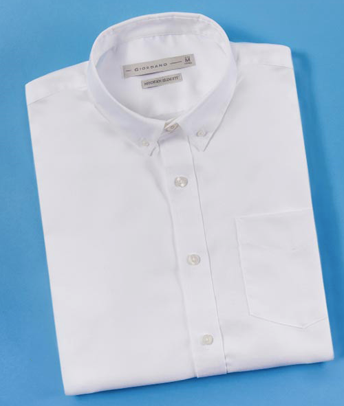 White Giordano Wrinkle Free Oxford Cotton Long Sleeves Office Shirt