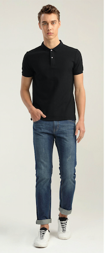 Black Giordano Short Sleeve Polo Shirt