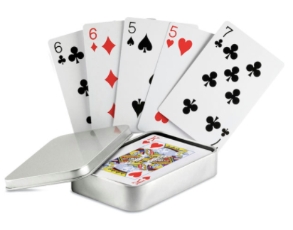 Playing cards in tin box