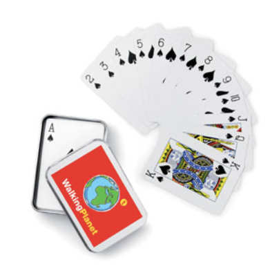 Playing cards in tin box