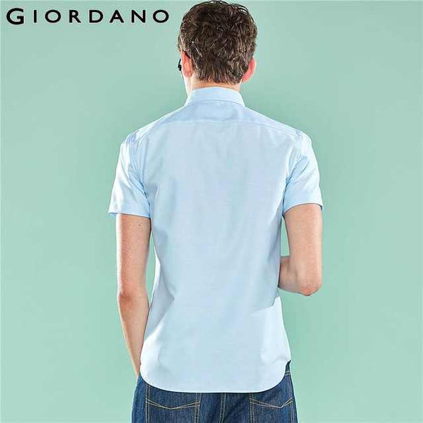 Blue Giordano Wrinkle Free Oxford Cotton Short Sleeves Office Shirt