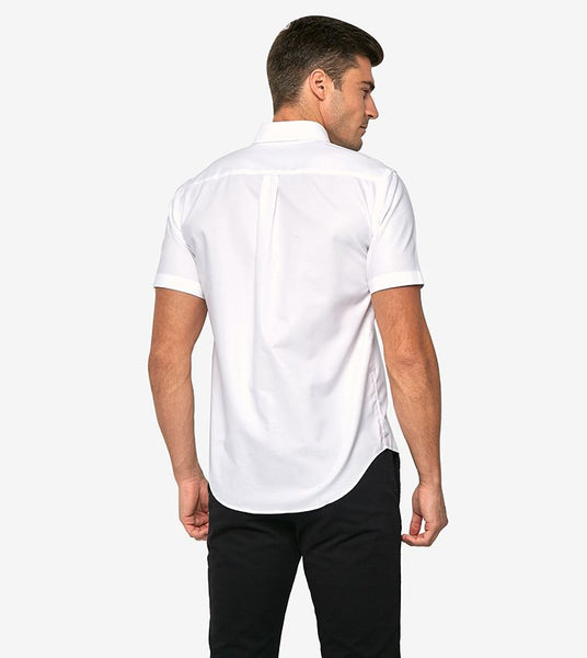 White Giordano Wrinkle Free Oxford Cotton Short Sleeves Office Shirt